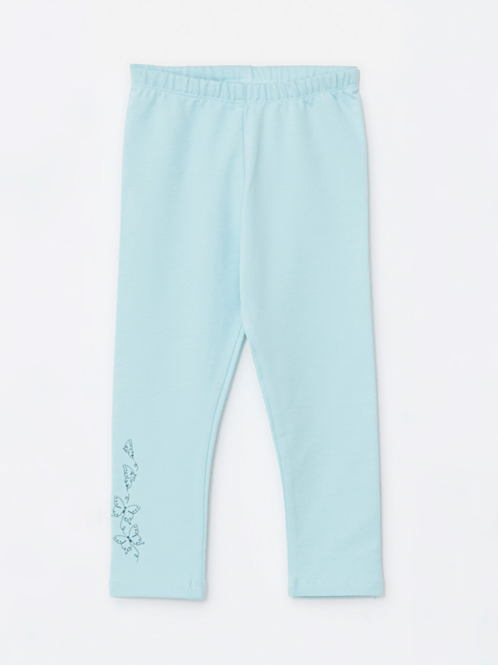 Mavi Beli Lastikli Baskılı Kız Bebek Tayt