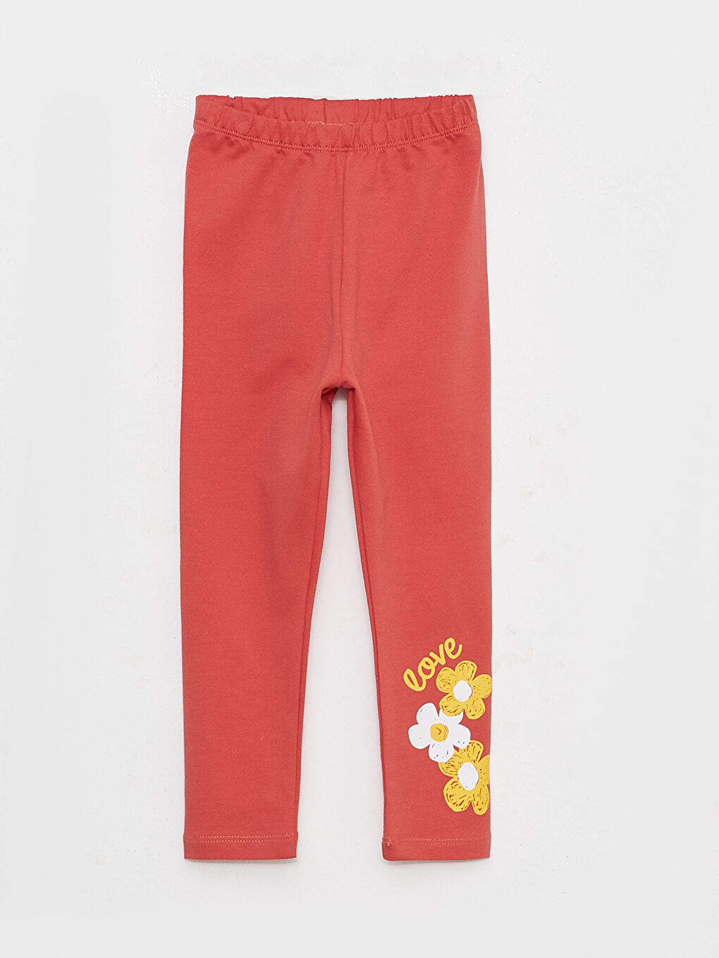 Kırmızı Beli Lastikli Baskılı Kız Bebek Tayt