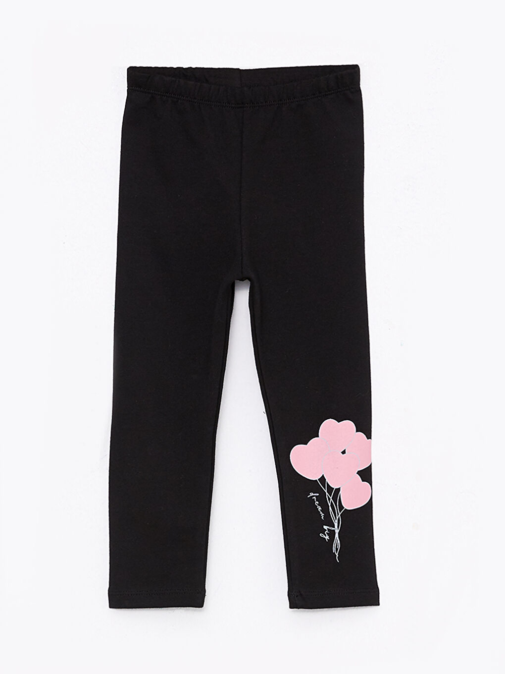 Siyah Beli Lastikli Baskılı Kız Bebek Tayt