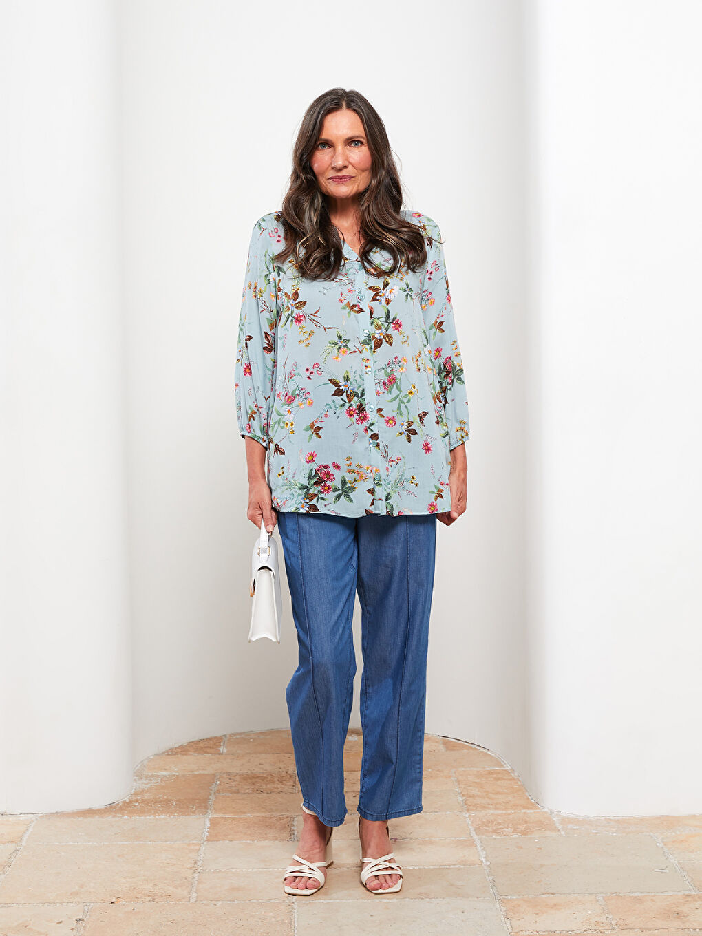 Mavi Kadın Beli Lastikli Düz Jean Pantolon-1