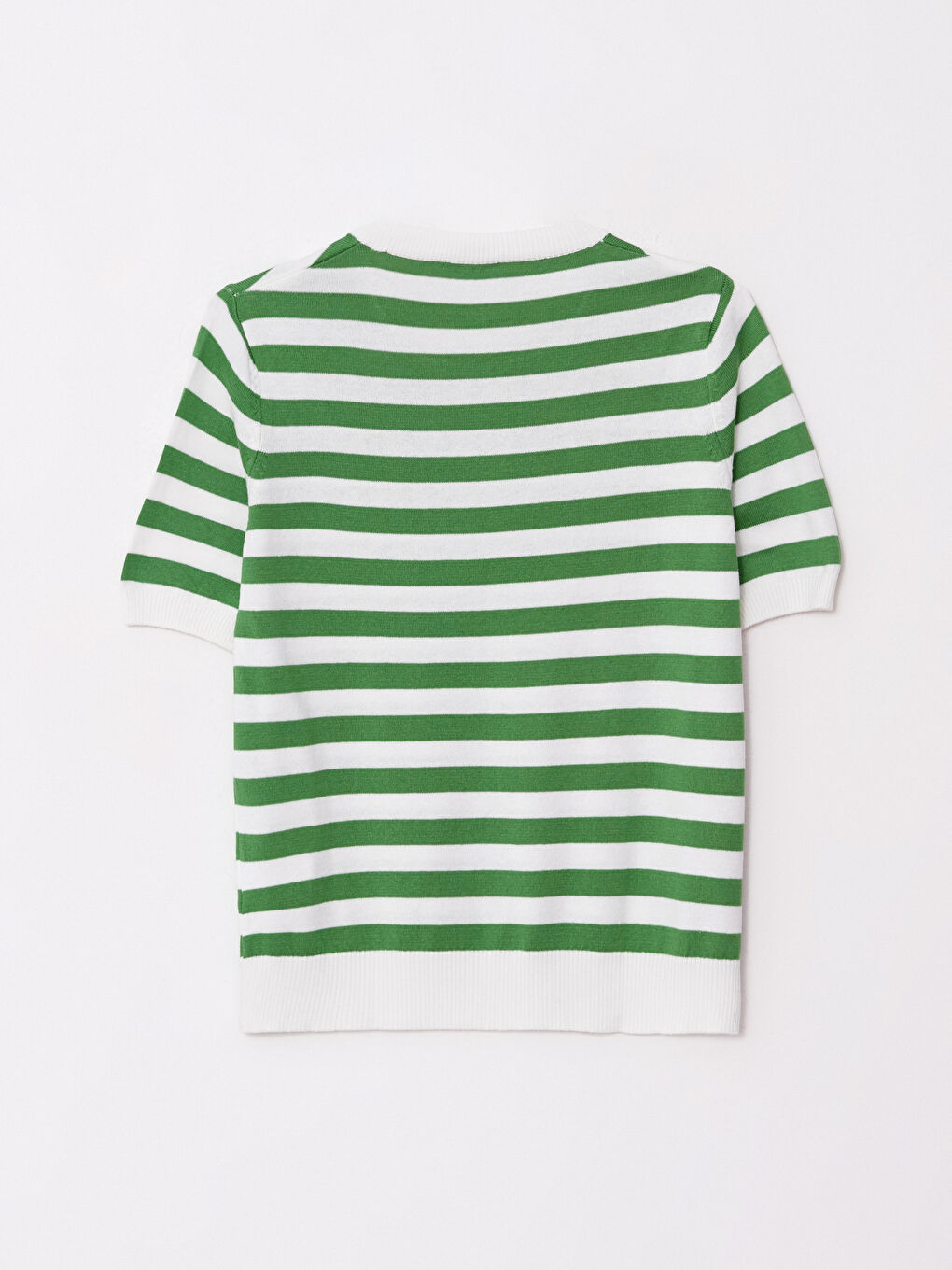 Crew Neck Striped Short Sleeve Women's Knitwear Sweater-6