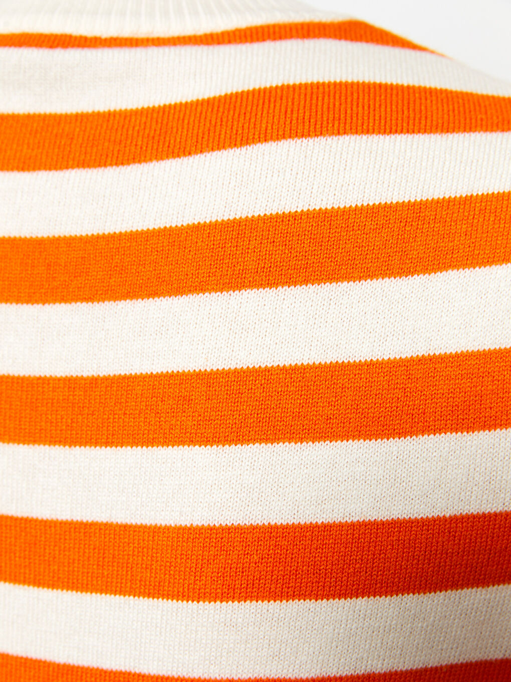 Turuncu Bisiklet Yaka Çizgili Kısa Kollu Kadın Triko Kazak-3