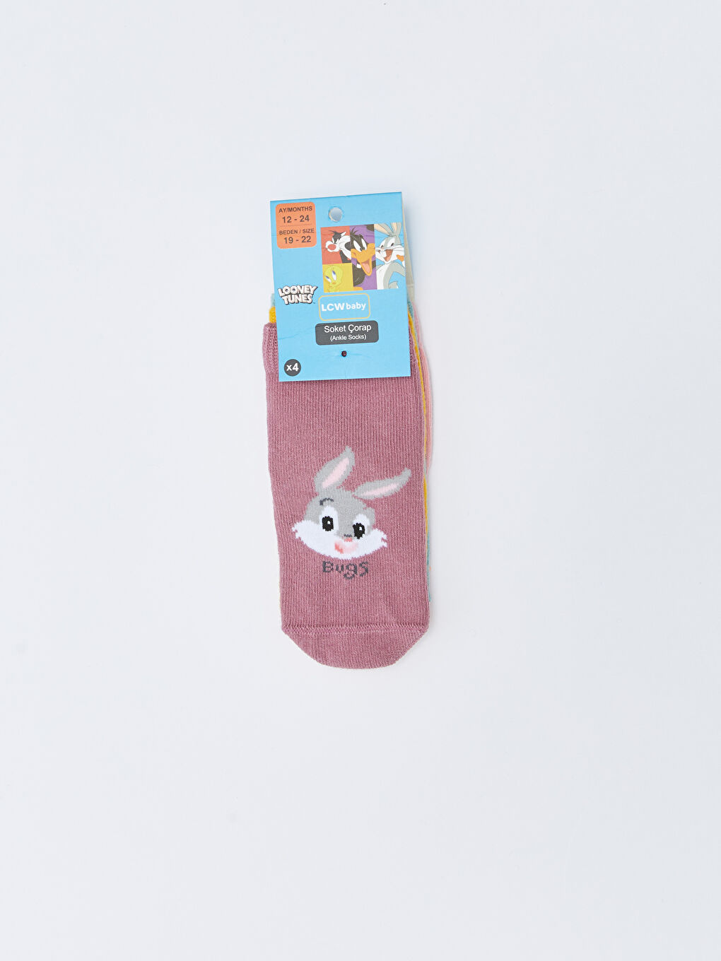 LCW baby Looney Tunes Printed Baby Girl Socks 4 Pack -W2FD95Z1-CVY