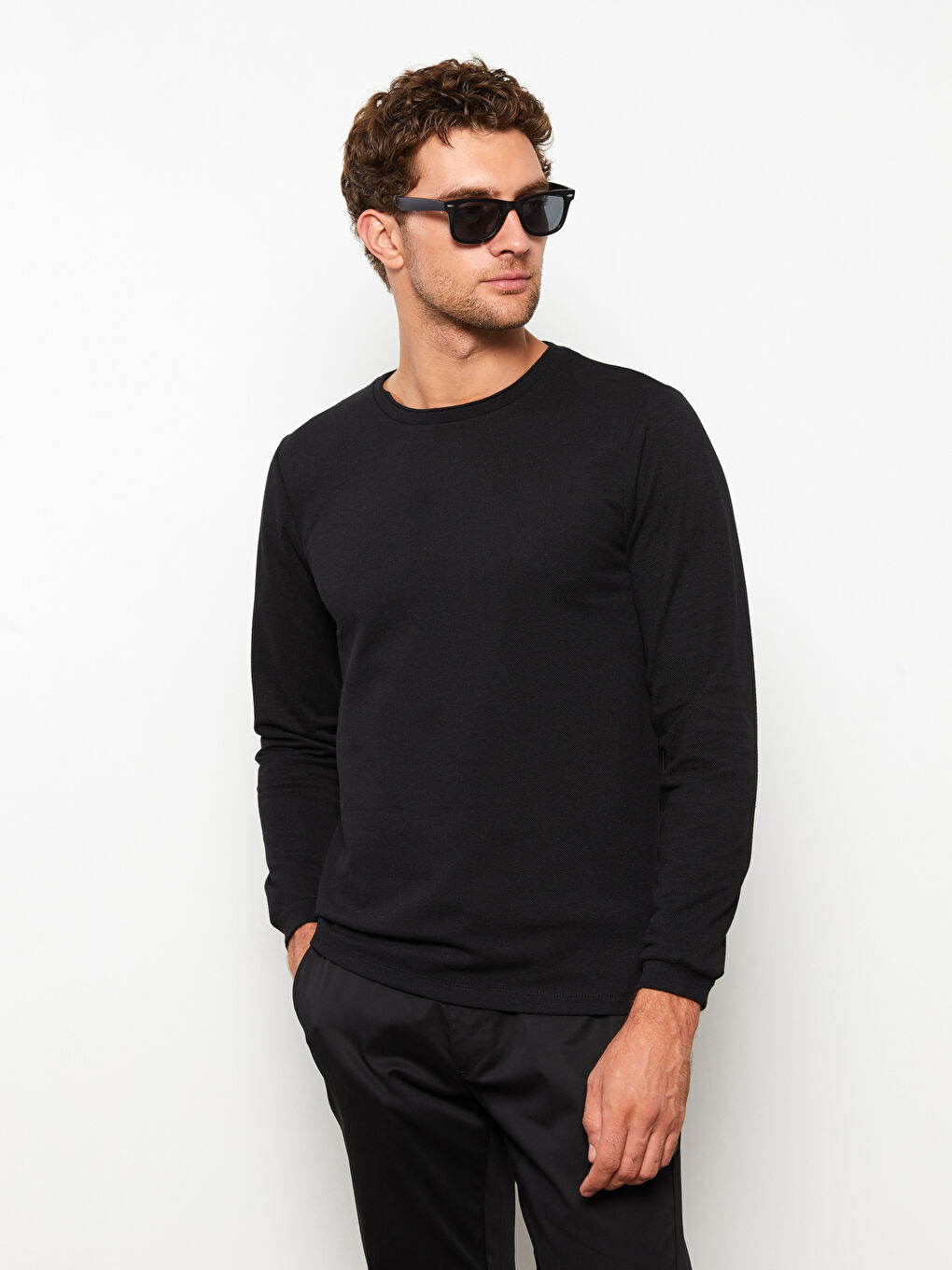 Rundhalsausschnitt Langarm Herren-Sweatshirt-1