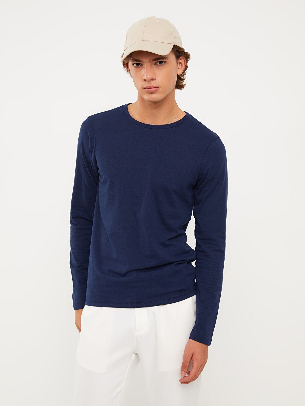 Crew Neck Long Sleeve Basic Men's T-shirt -W2FE27Z8-SP7