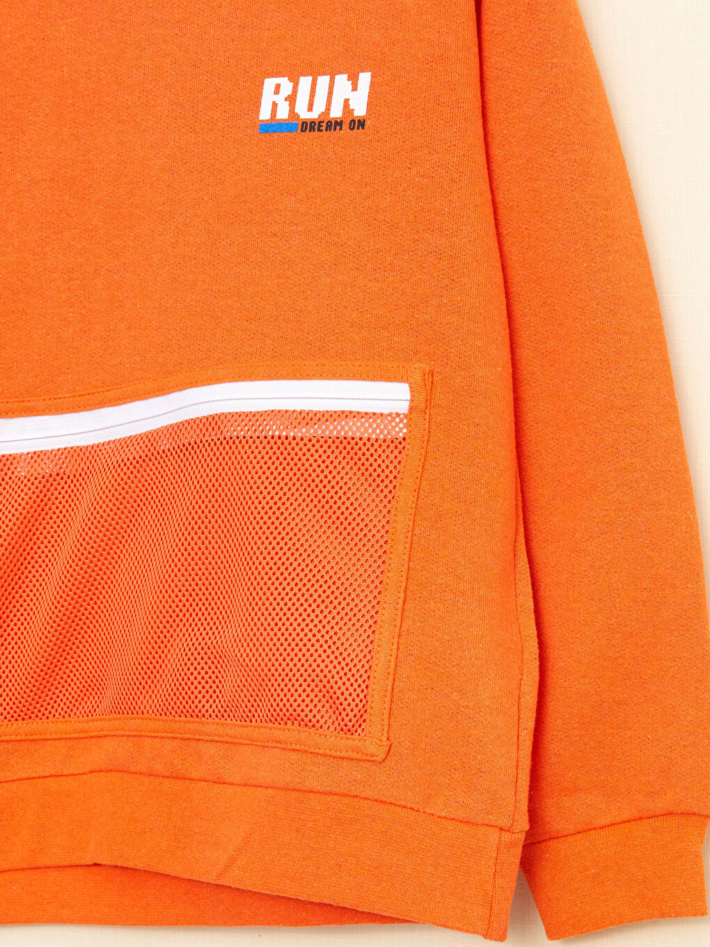 Turuncu Kapüşonlu Baskılı Uzun Kollu Erkek Çocuk Sweatshirt-2