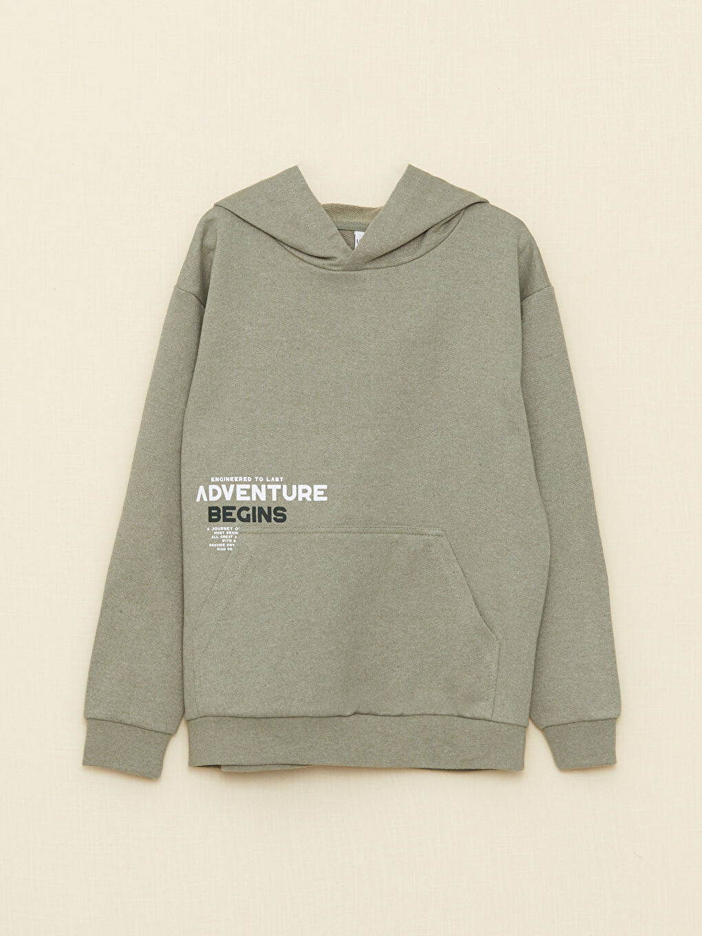 Yeşil Kapüşonlu Baskılı Uzun Kollu Erkek Çocuk Sweatshirt