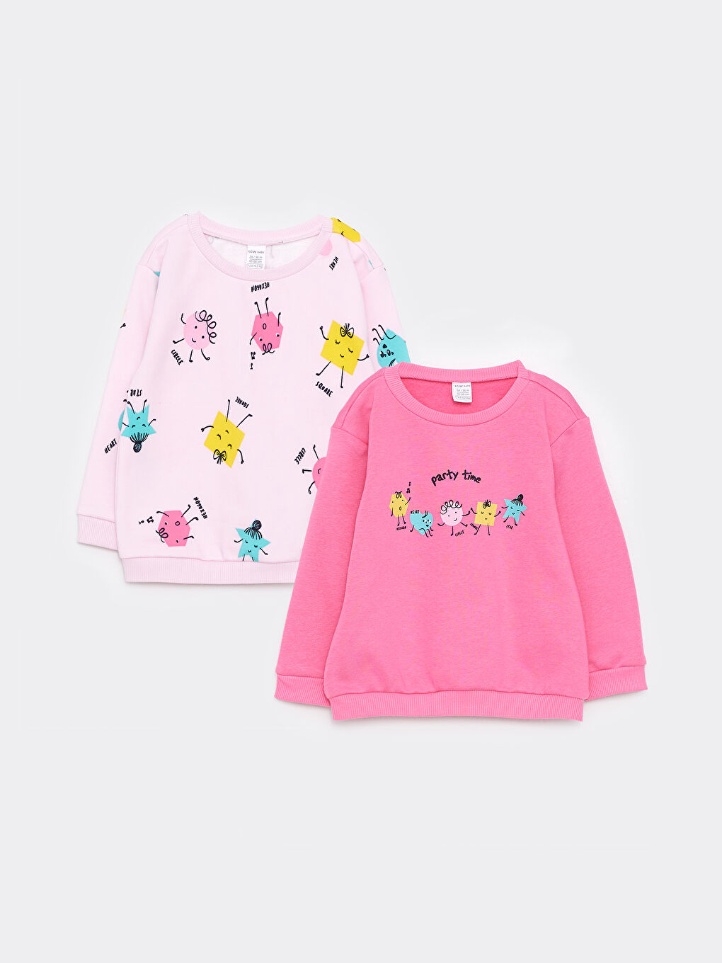 Bisiklet Yaka Uzun Kollu Baskılı Kız Bebek Sweatshirt 2'li