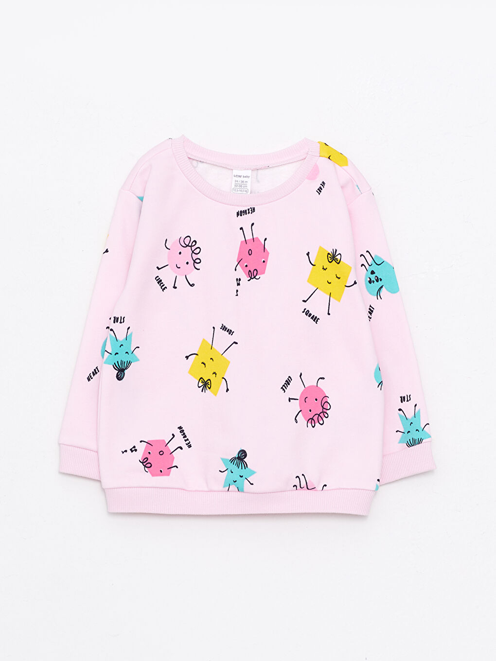 Bisiklet Yaka Uzun Kollu Baskılı Kız Bebek Sweatshirt 2'li-1