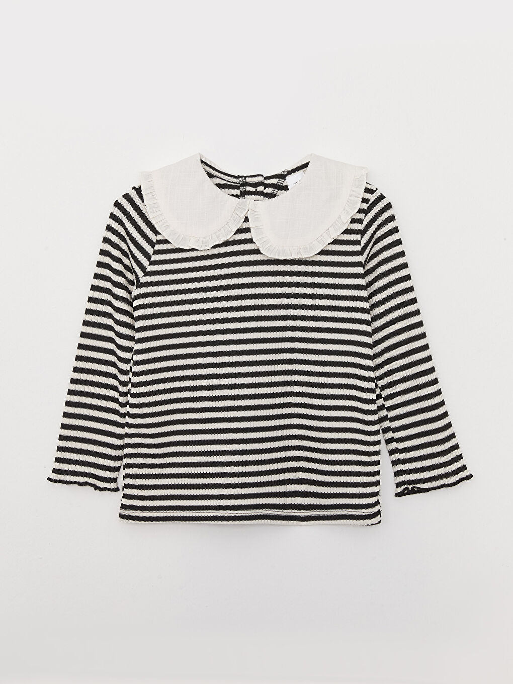Peter Pan Collar Long Sleeve Striped Baby Girls' T-Shirt
