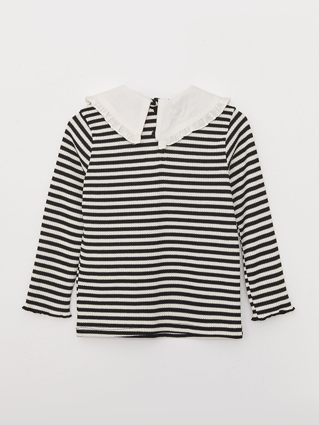Peter Pan Collar Long Sleeve Striped Baby Girls' T-Shirt-1