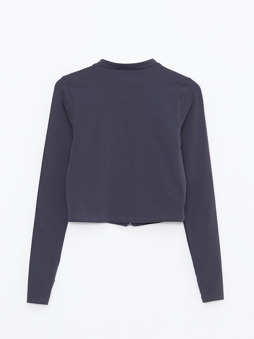 Antrasit Dik Yaka Kadın Fermuarlı Sweatshirt-6