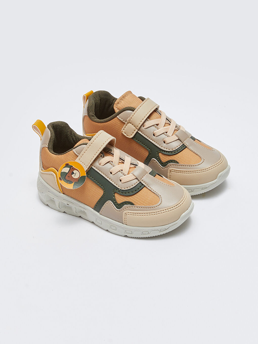 Bej Cırt Cırtlı Tabanı Işıklı Erkek Bebek Spor Ayakkabı-1