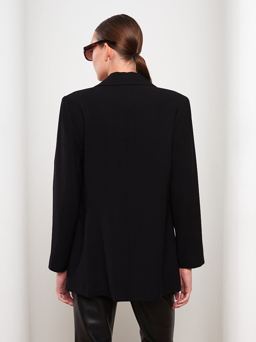 Buttoned Regular Long Sleeve Gabardine Women's Blazer Jacket-4