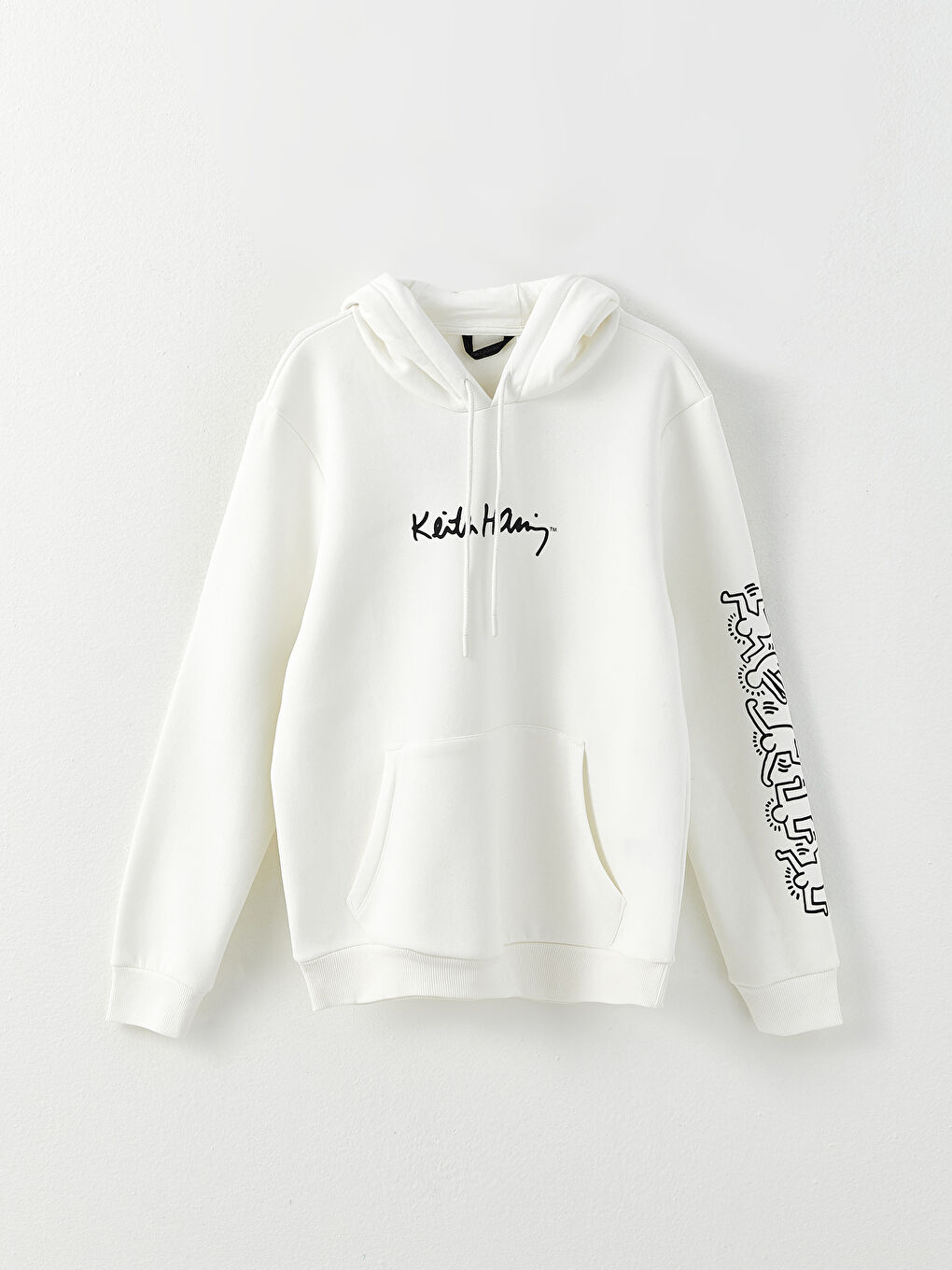 LCW Casual Kırık Beyaz Uzun Kollu Keith Haring Baskılı Erkek Hoodie - 5