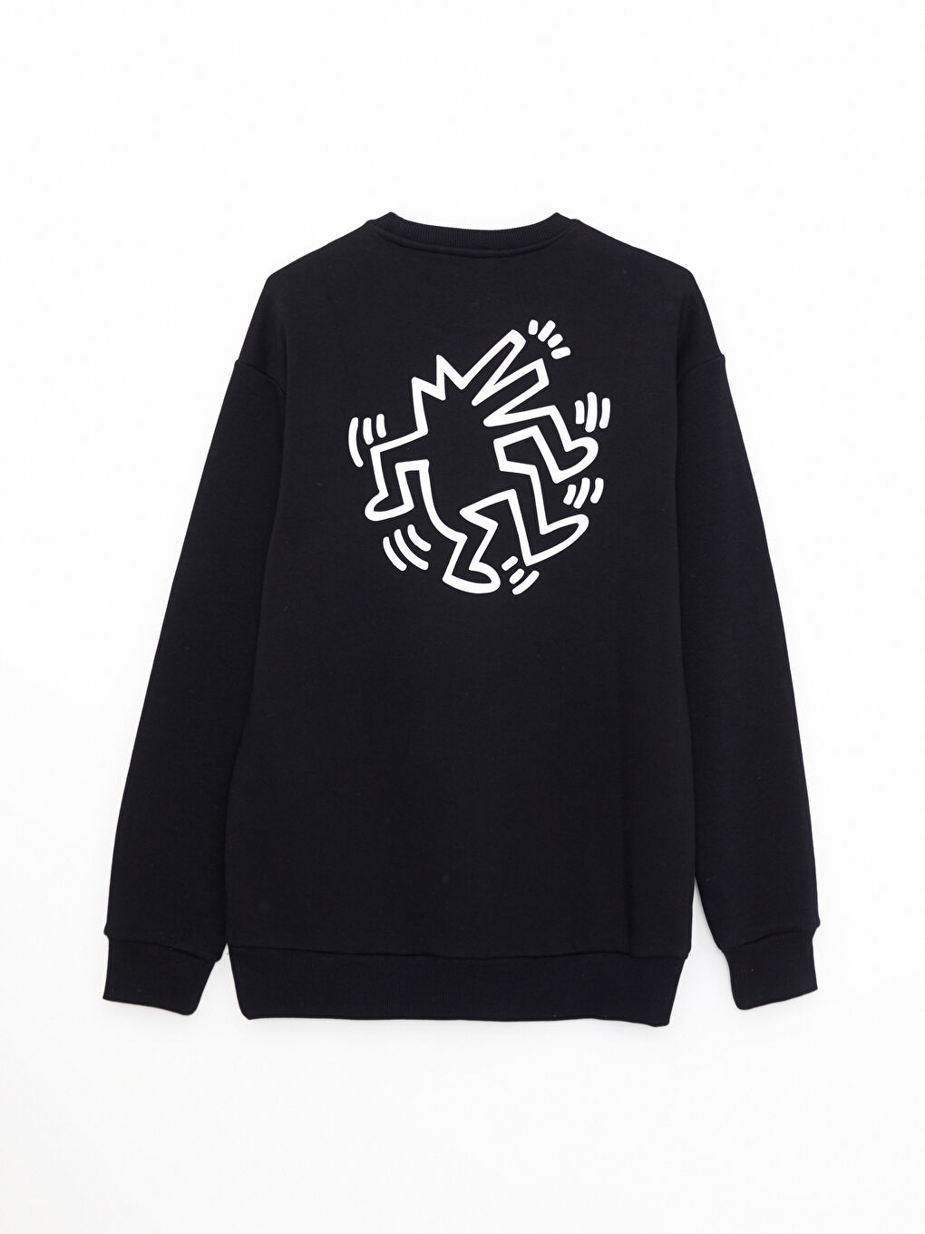 LCW Casual Yeni Siyah Bisiklet Yaka Uzun Kollu Keith Haring Baskılı Erkek Sweatshirt - 6