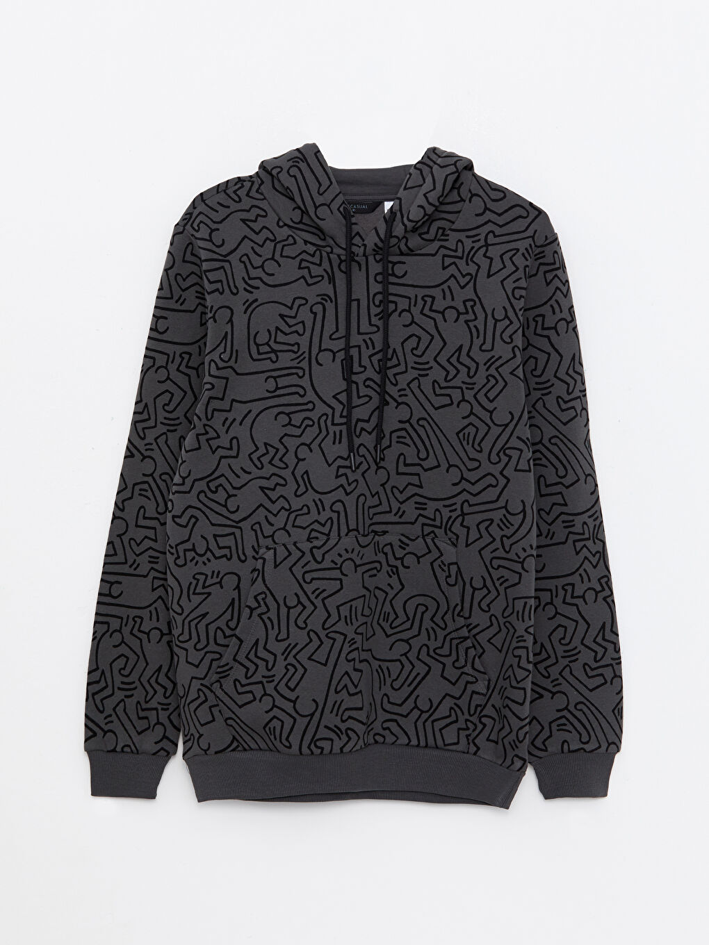 LCW Casual Antrasit Uzun Kollu Keith Haring Baskılı Erkek Hoodie - 5