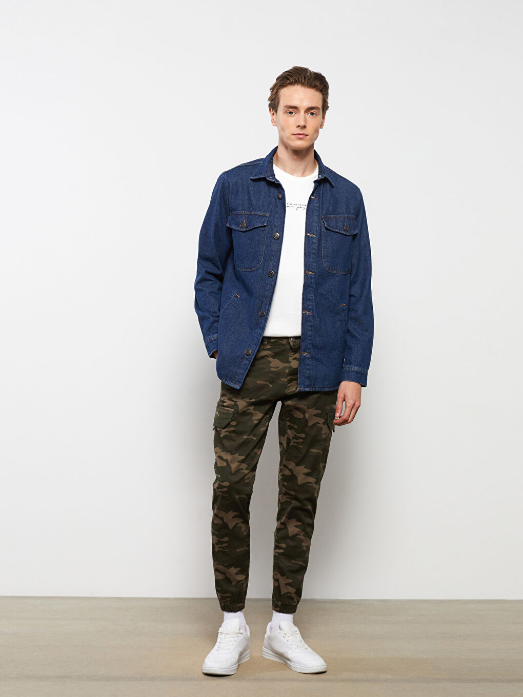 Haki Slim Fit Gabardin Erkek Kargo Pantolon-1