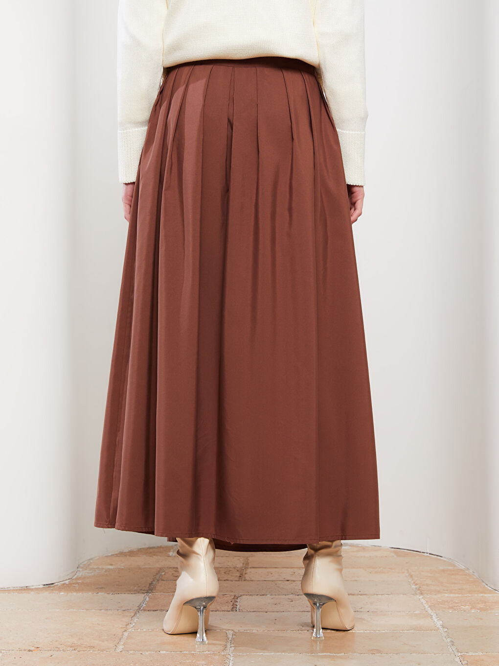 Zippered Waist Plain A-Line Women's Skirt-2