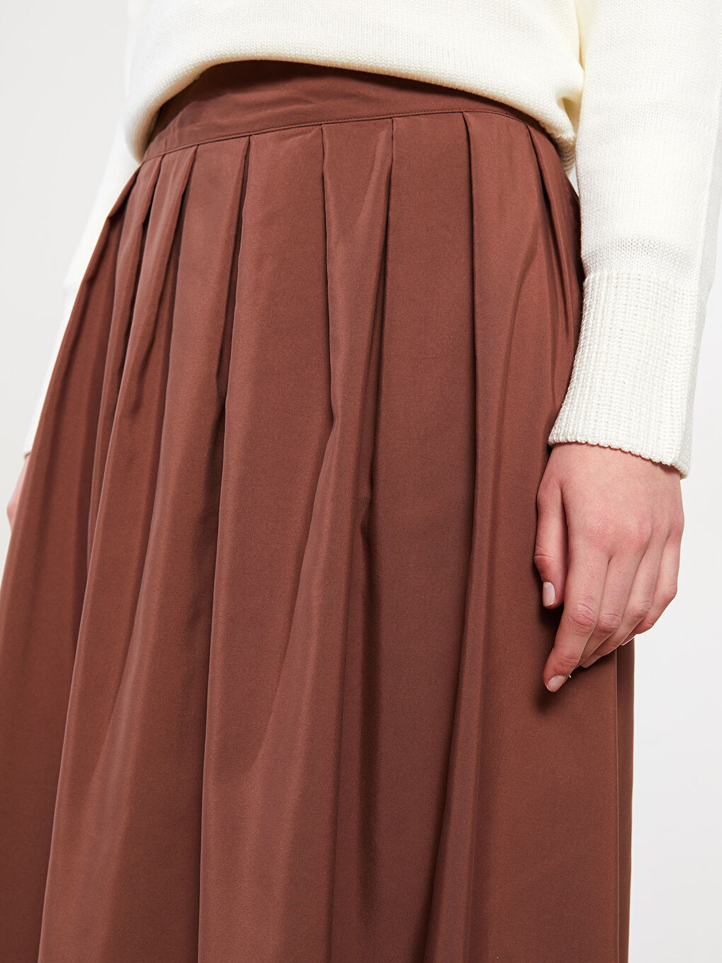 Zippered Waist Plain A-Line Women's Skirt-3