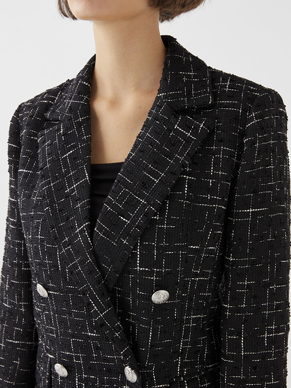 Sacou cu model, mânecă lungă pentru Femei-3