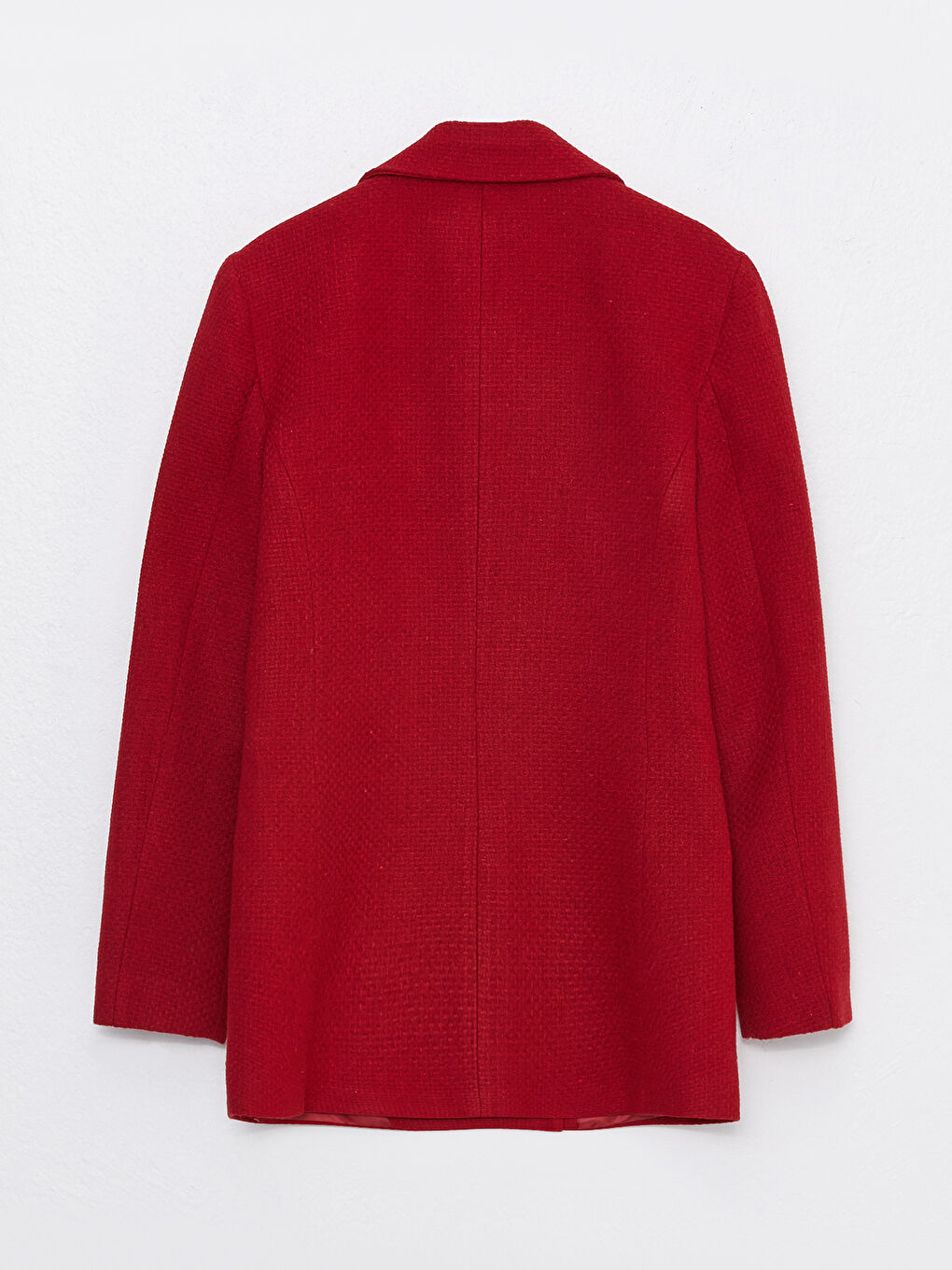 Kırmızı Düz Uzun Kollu Kadın Tüvit Blazer Ceket-7
