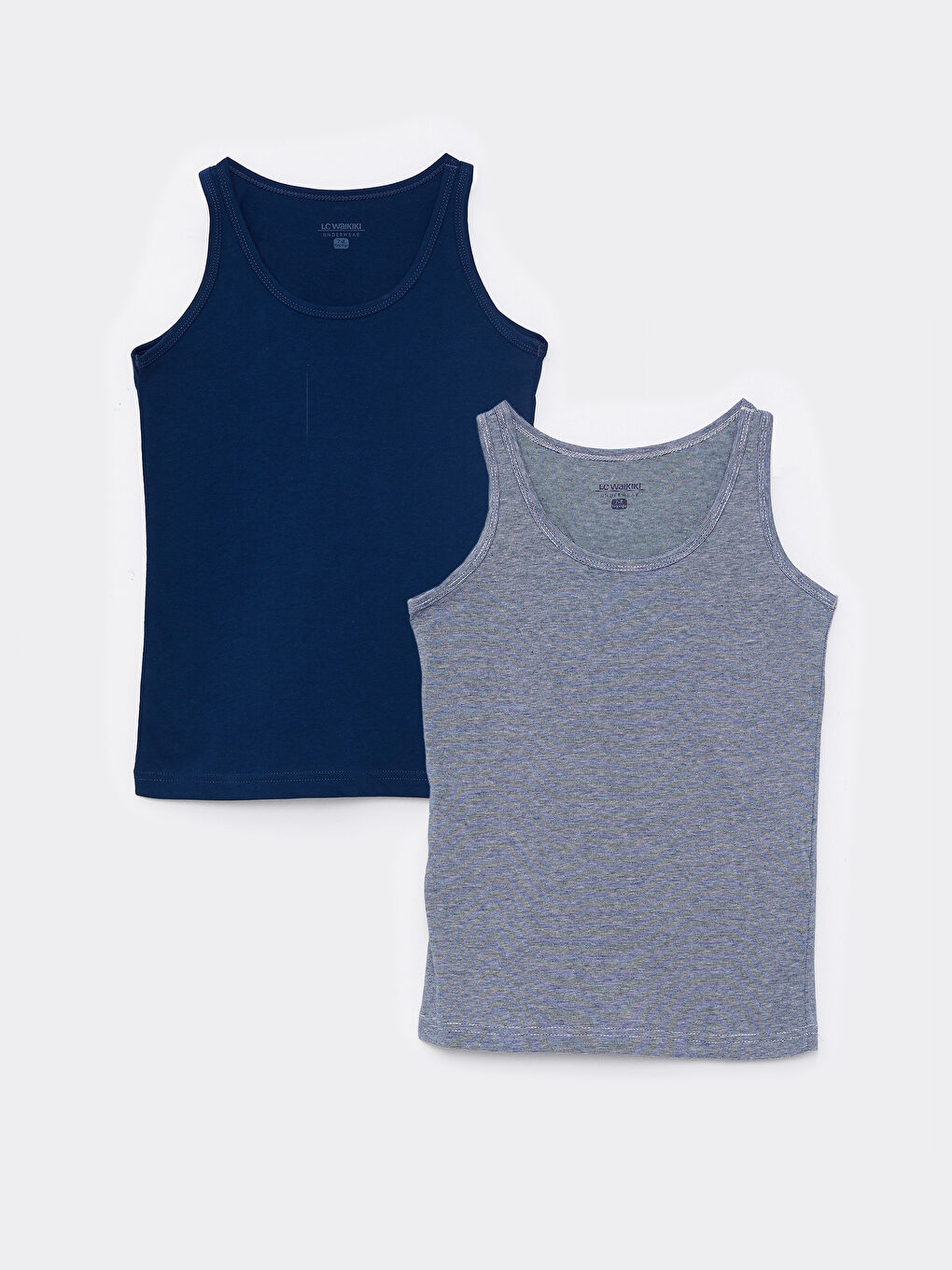 Lacivert Bisiklet Yaka Pamuklu Erkek Çocuk Atlet 2'li