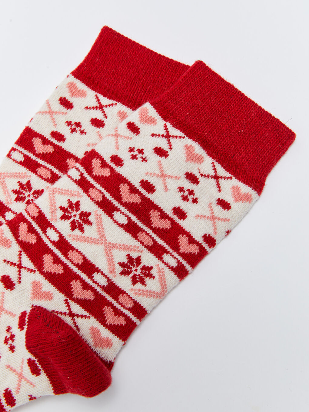 Kırmızı Desenli Kadın Soket Çorap-2