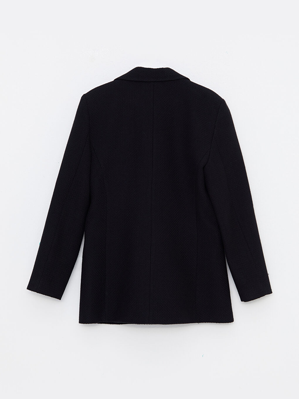 Siyah Düz Uzun Kollu Kadın Tüvit Blazer Ceket-6