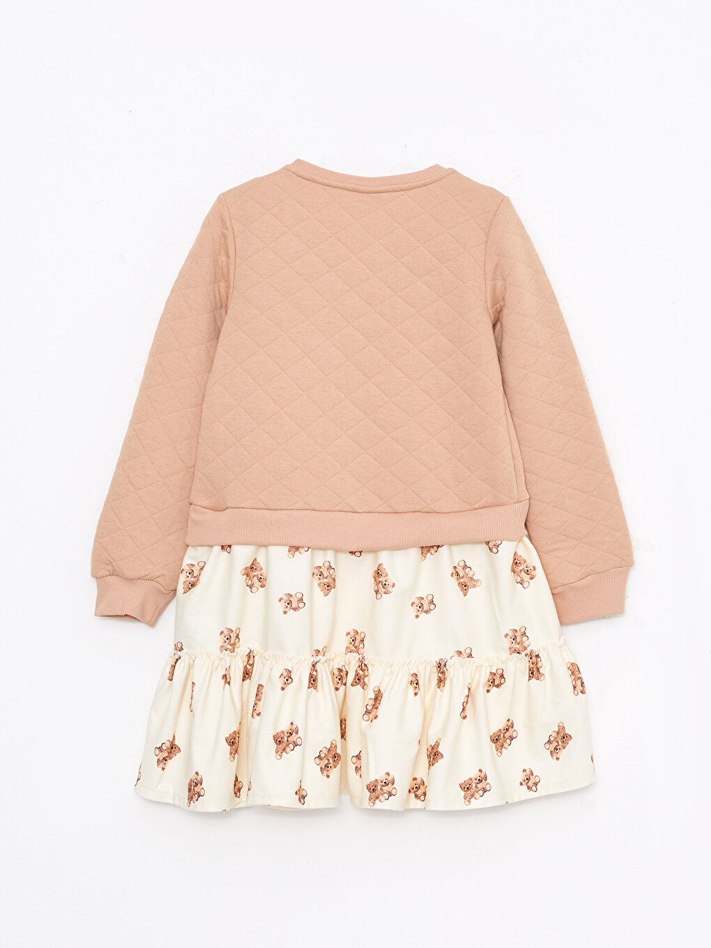 Crew Neck Printed Long Sleeve Girls' Dress-1