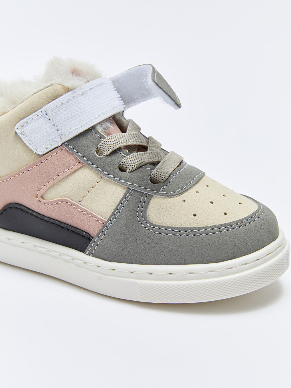Hook and Loop Closure Color Block Ankle Baby Girl Sneakers-4