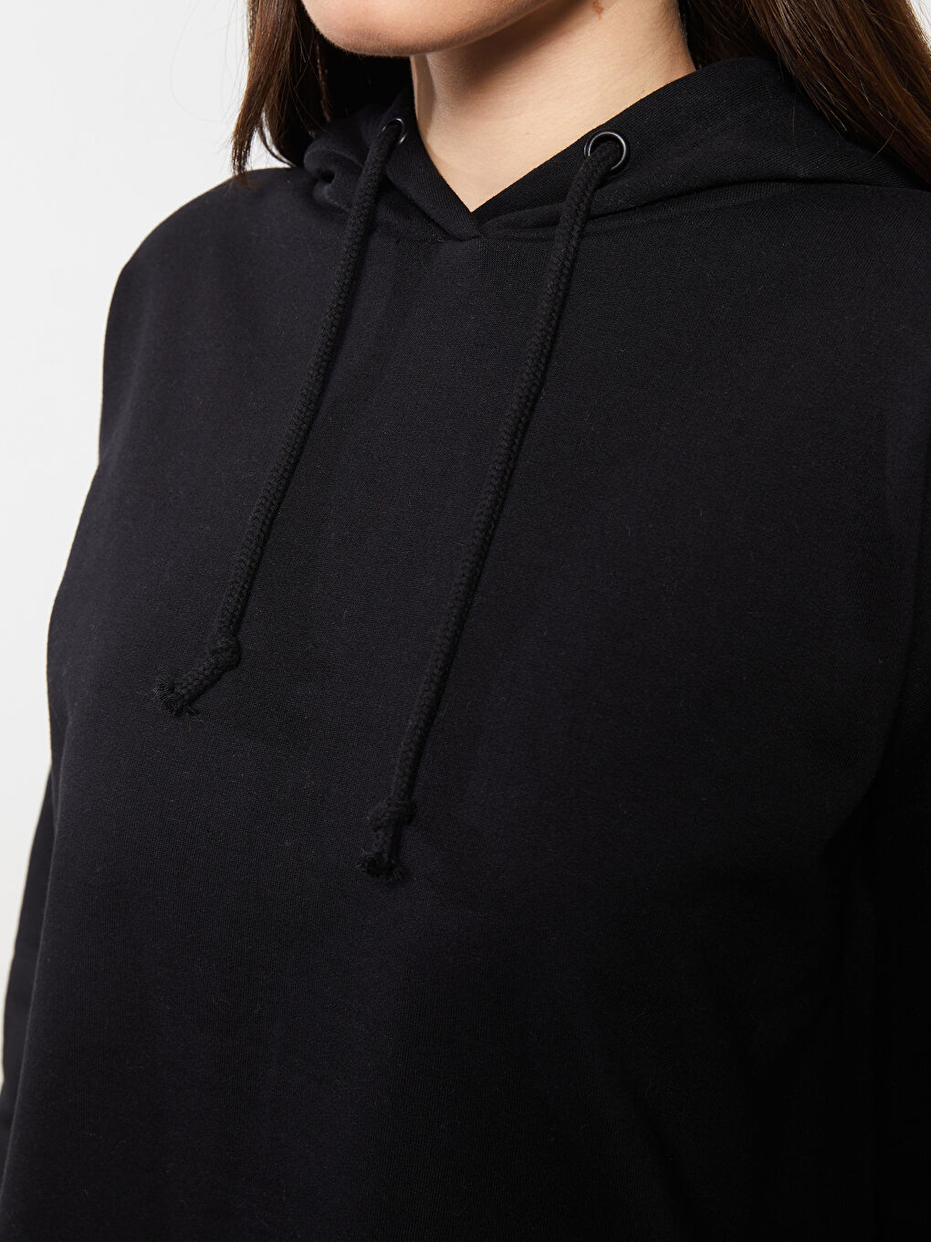 LCW Modest Hooded Plain Long Sleeve Oversize Women's Sweatshirt Tunic -W2FF64Z8-RQN