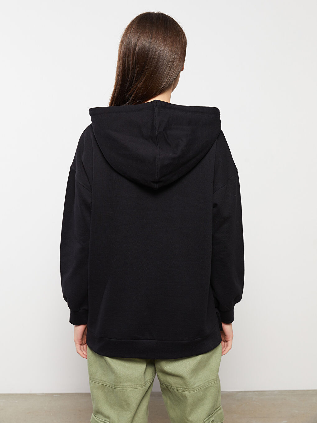 LCW Modest Hooded Plain Long Sleeve Oversize Women's Sweatshirt Tunic -W2FF64Z8-RQN