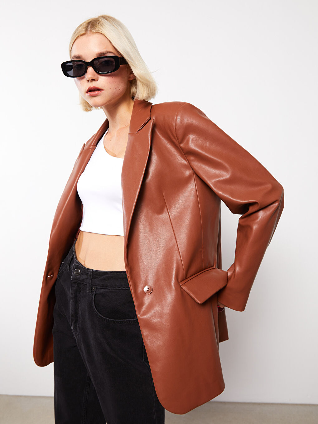 LCW Vision Schlichte Lederoptik Jacke für Damen -W2FF72Z8-HAL