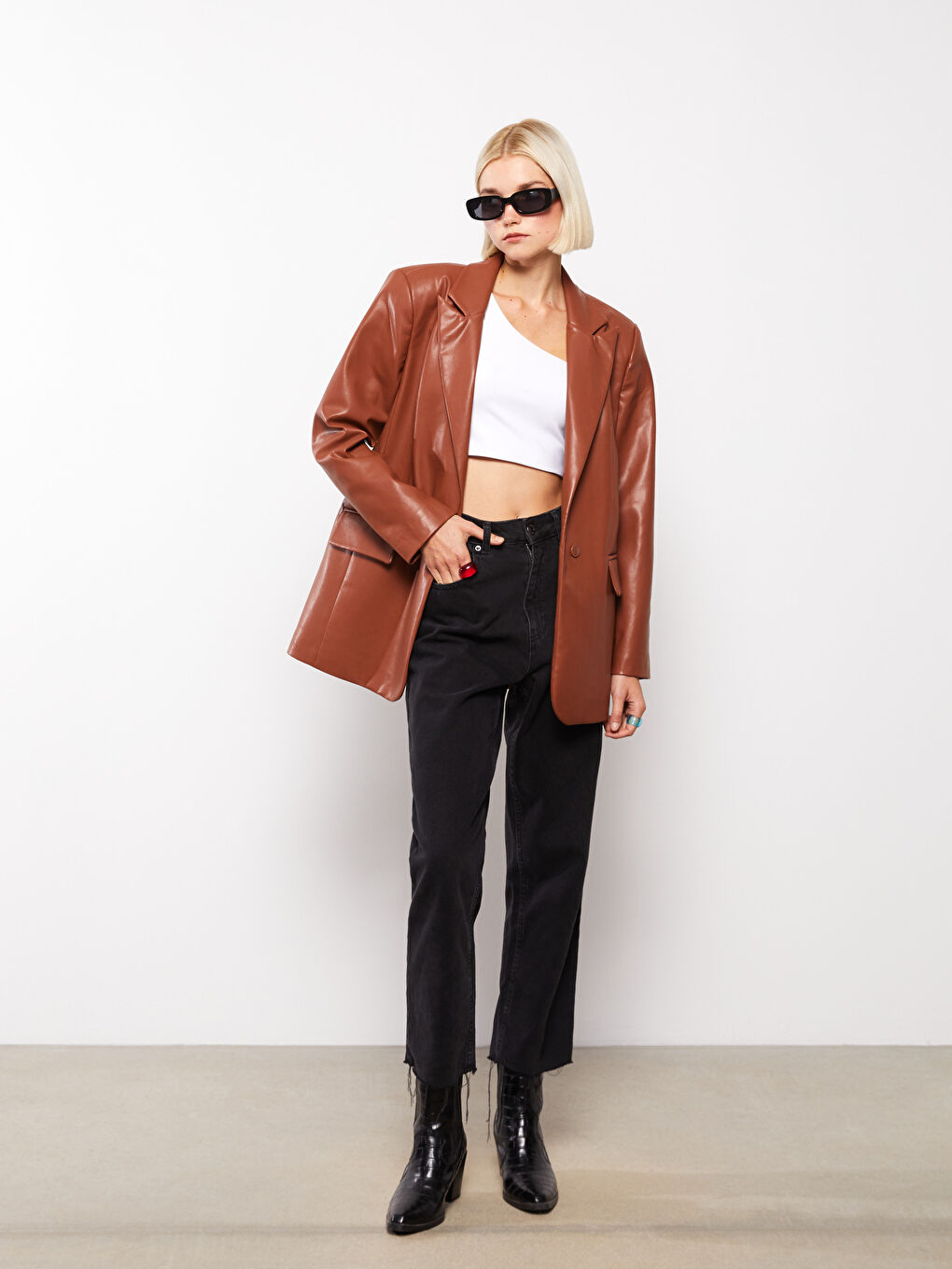 LCW Vision Schlichte Lederoptik Jacke für Damen -W2FF72Z8-HAL