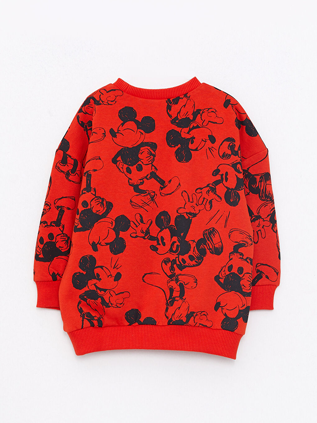 Kırmızı Bisiklet Yaka Uzun Kollu Mickey Mouse Baskılı Erkek Bebek Sweatshirt-6