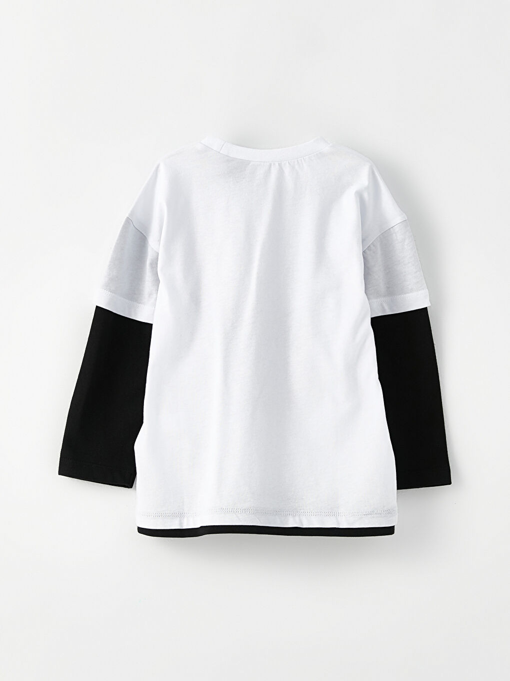 Beyaz Bisiklet Yaka Uzun Kollu Mickey Mouse Baskılı Erkek Bebek Sweatshirt-1