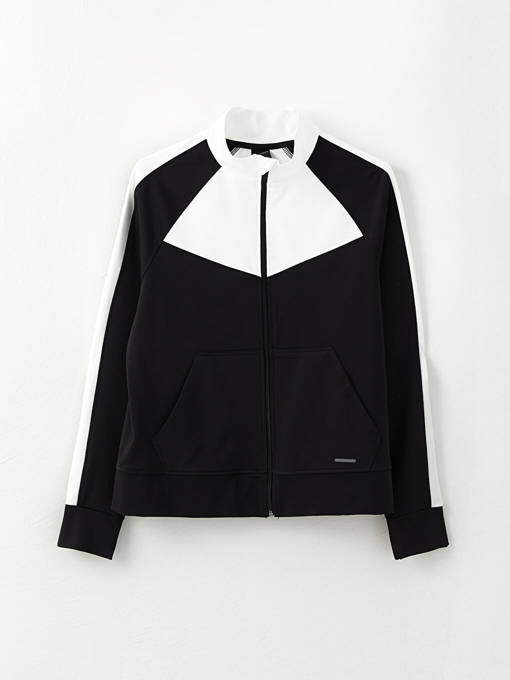 Siyah Dik Yaka Baskılı Uzun Kollu Kadın Spor Hırka-7