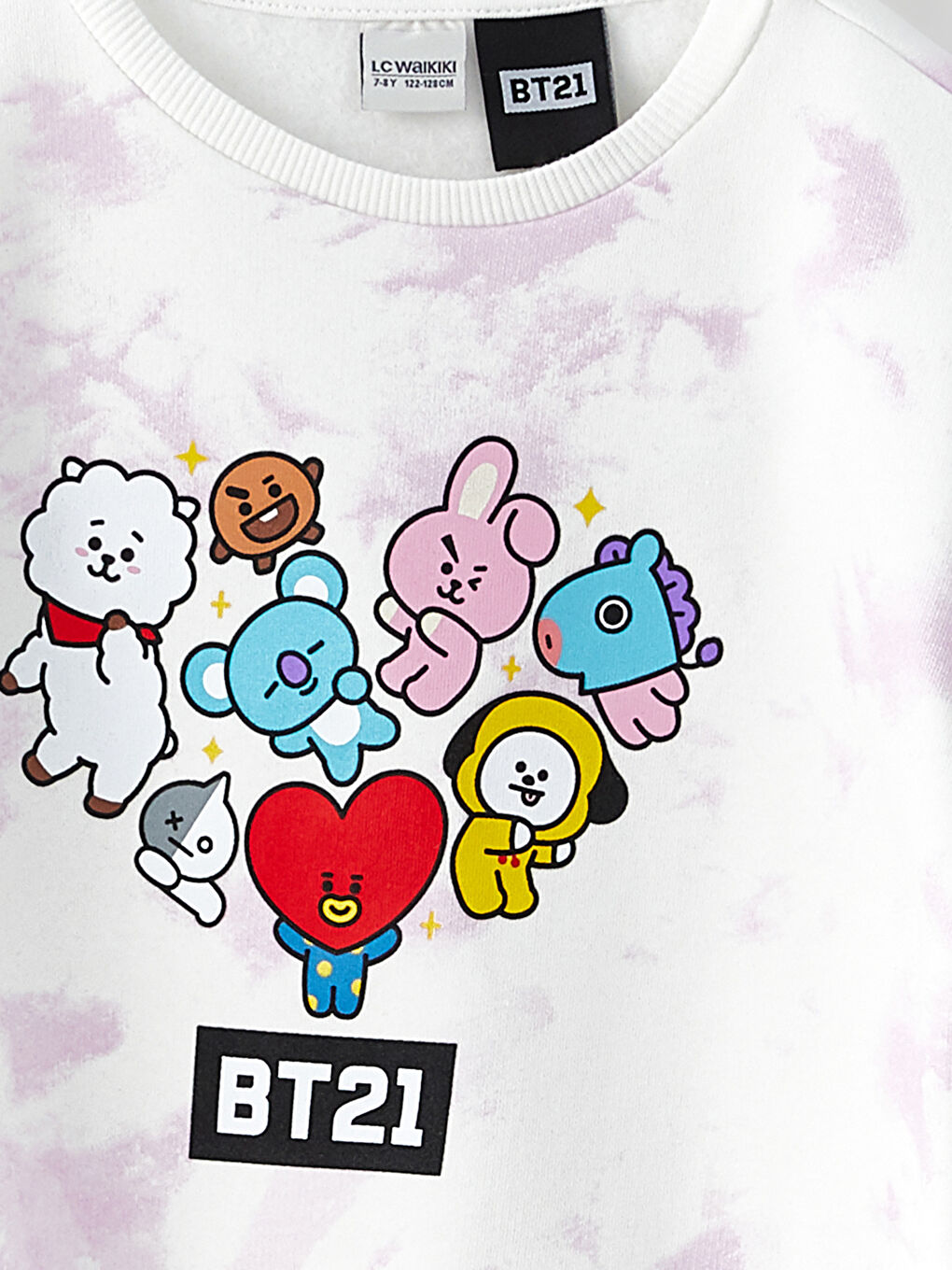 LCW Kids Lila Bisiklet Yaka BT21 Baskılı Uzun Kollu Kız Çocuk Sweatshirt - 1