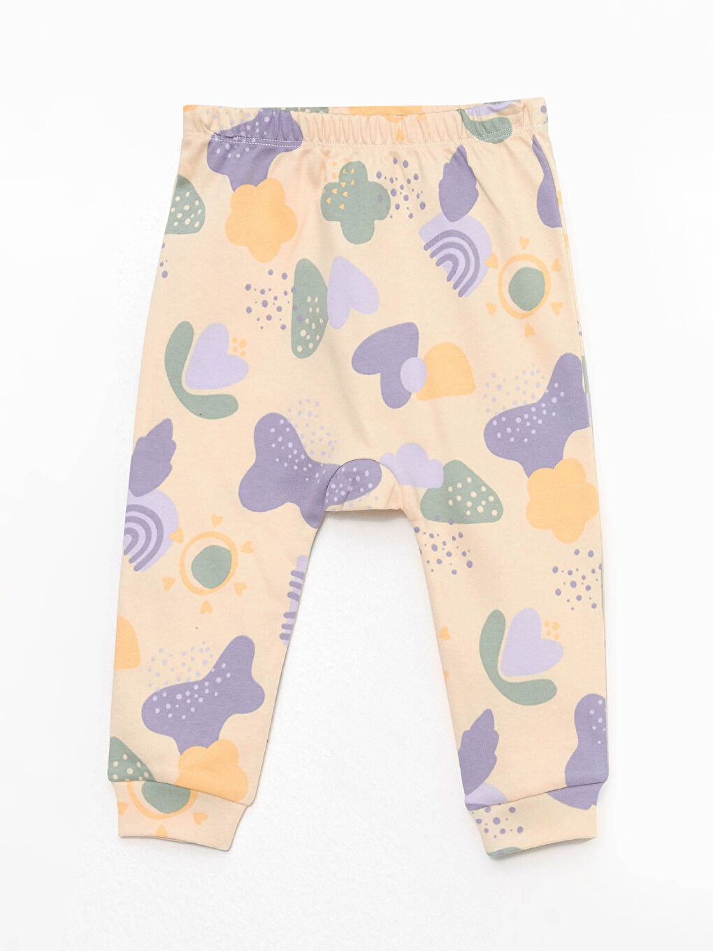 Bej Bisiklet Yaka Uzun Kollu Baskılı Kız Bebek 3'lü Takım-3