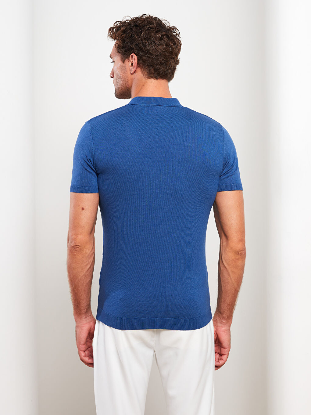 Mavi Polo Yaka Erkek Triko Tişört-4