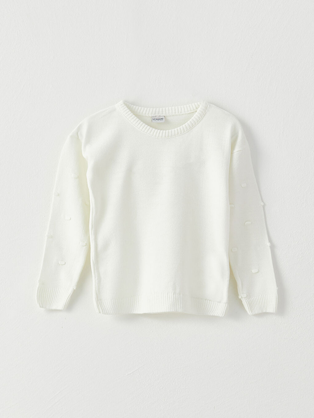 Crew Neck Basic Long Sleeve Girls' Knitwear Sweater