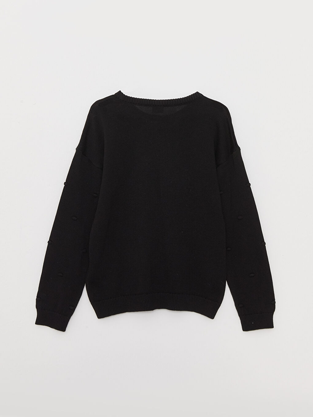 Crew Neck Basic Long Sleeve Girls' Knitwear Sweater-1
