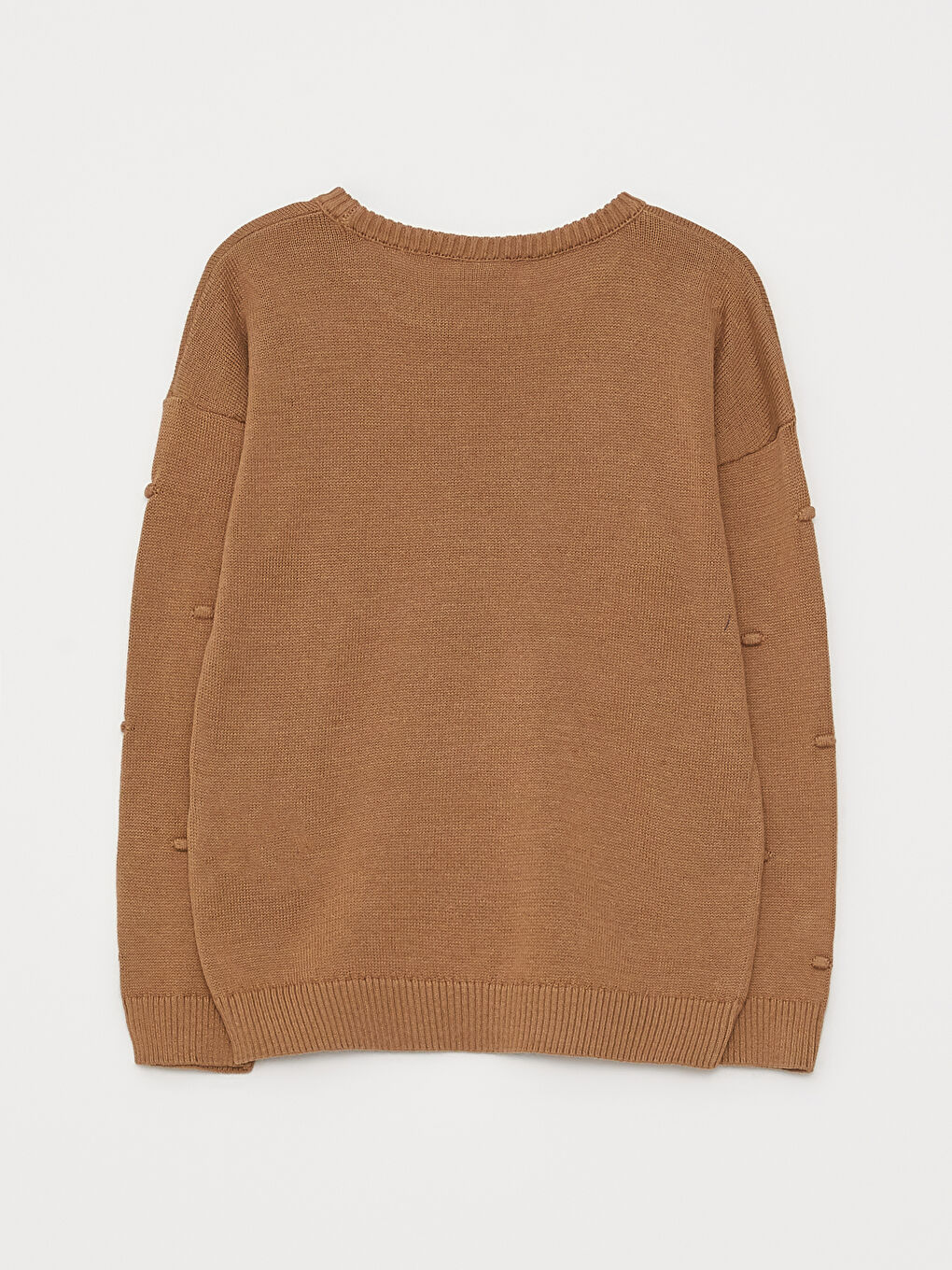 Rundhalsausschnitt Basic Langarm Strickpullover für Mädchen-1