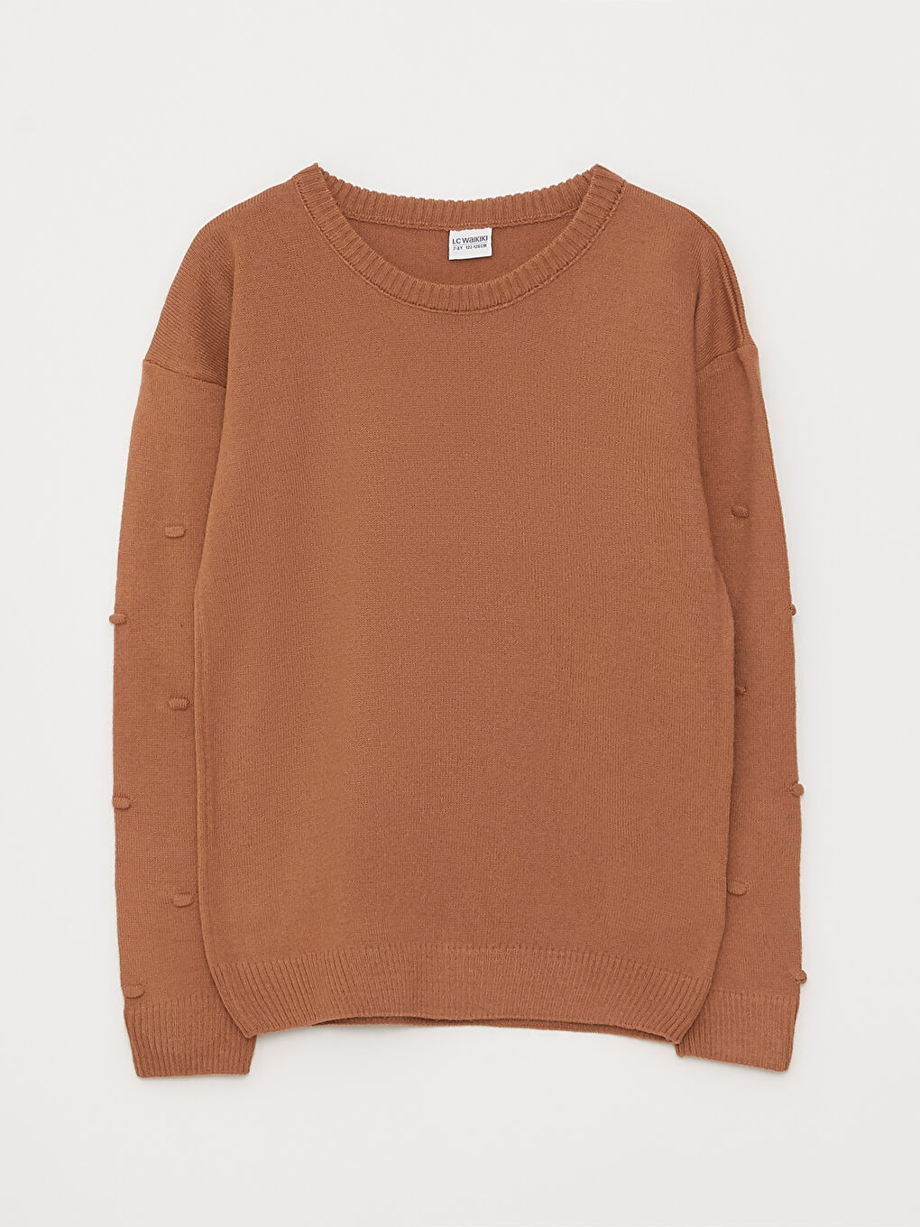 Kahverengi Bisiklet Yaka Basic Uzun Kollu Kız Çocuk Triko Kazak