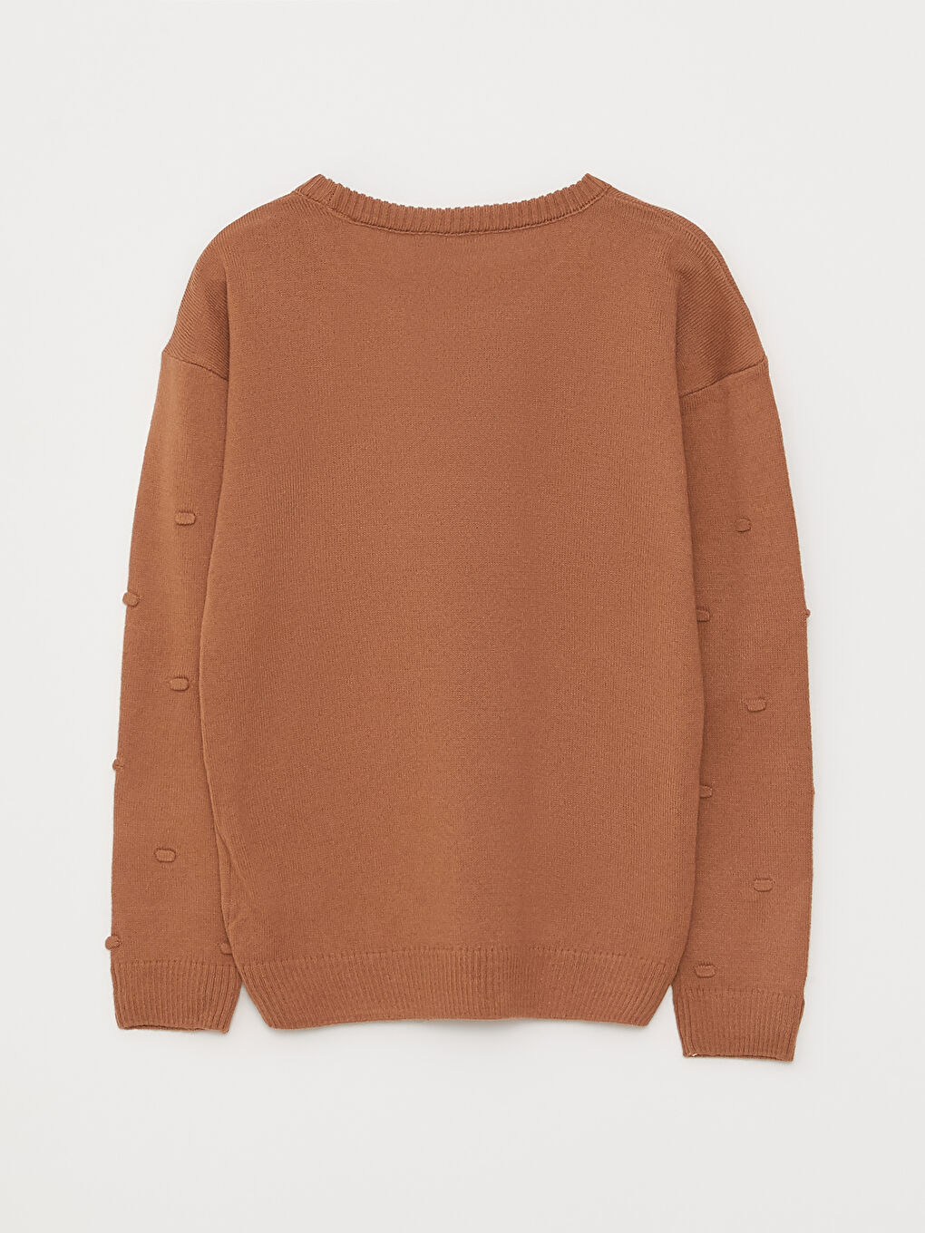 Kahverengi Bisiklet Yaka Basic Uzun Kollu Kız Çocuk Triko Kazak-1