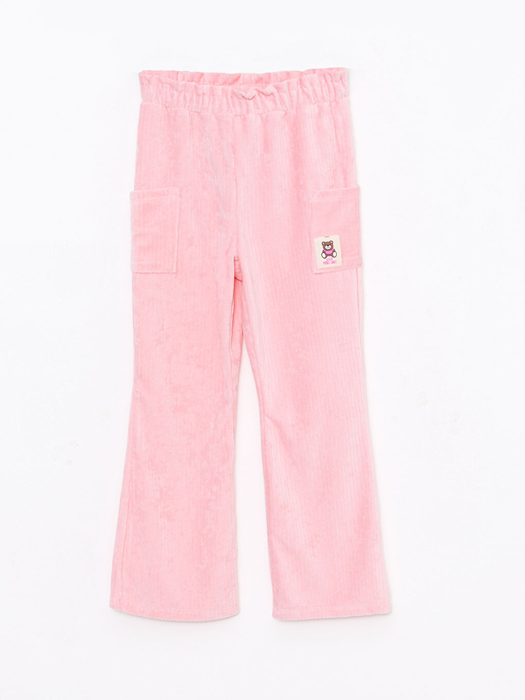 ელასტიური წელის პრინტიანი ხავერდის სპორტული შარვალი გოგონებისთვის