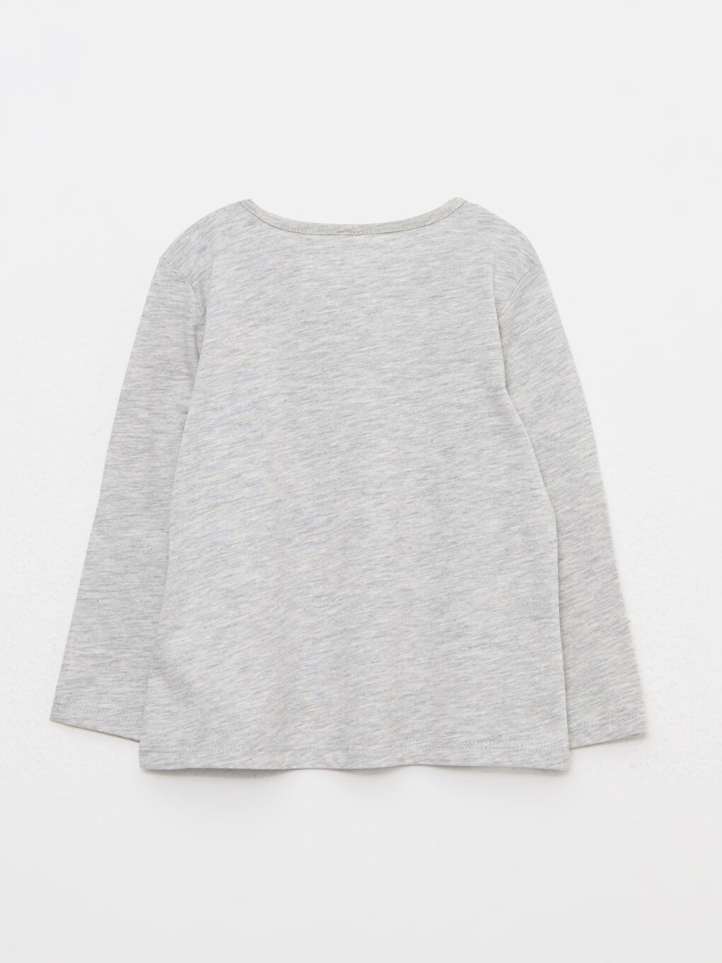 Gri Bisiklet Yaka Uzun Kollu Baskılı Kız Bebek Tişört-1