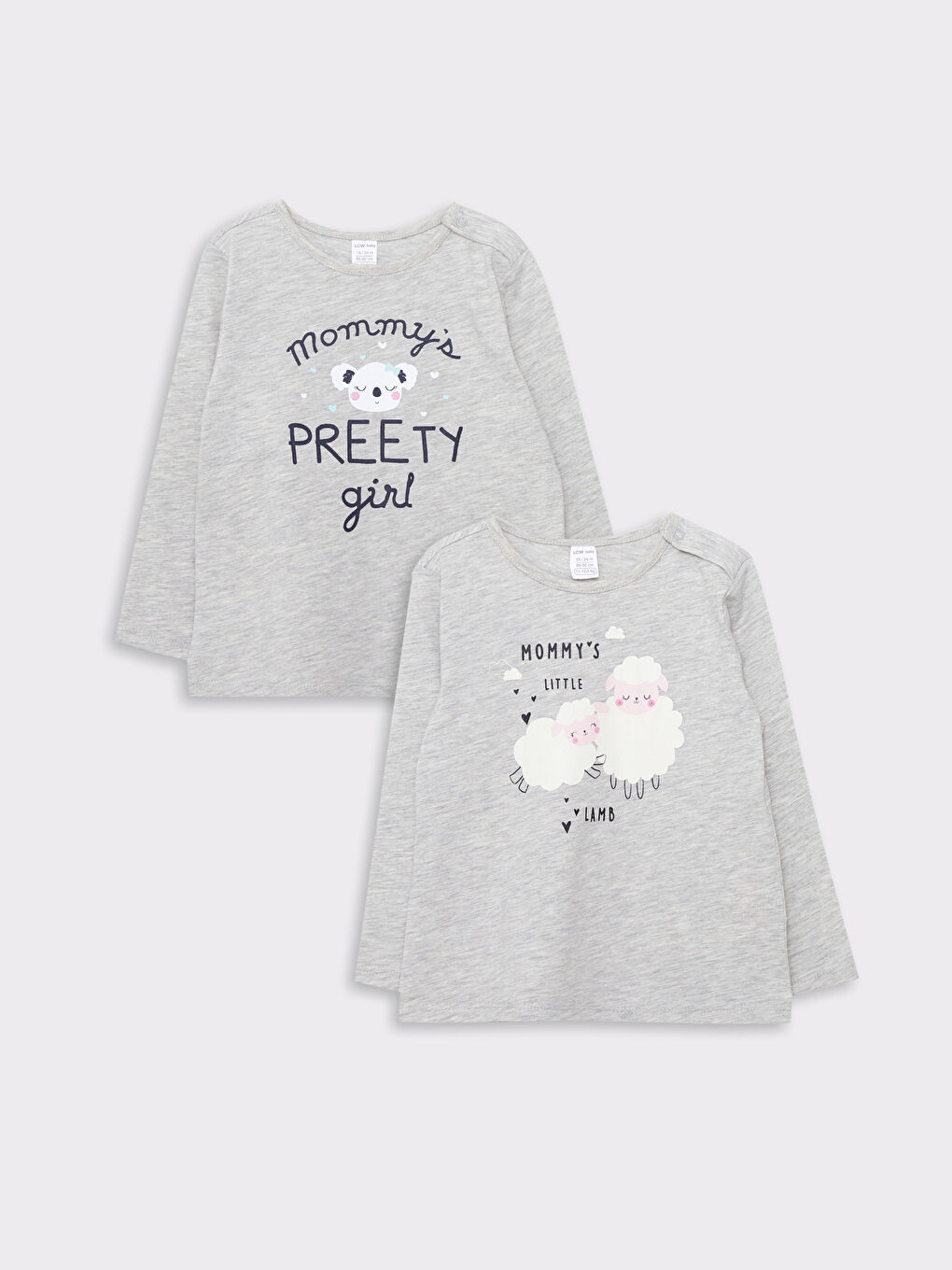 LCW ECO Crew Neck Long Sleeve Printed Baby Girls T-Shirt 2 Pack -W2FH06Z1-CT3