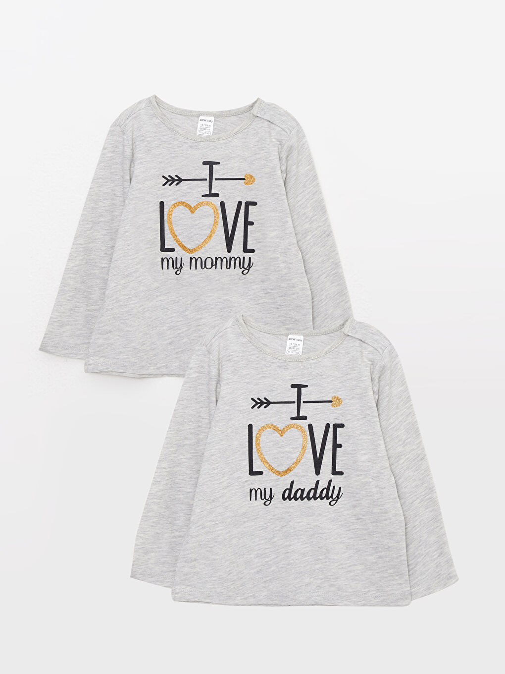 LCW ECO Crew Neck Long Sleeve Printed Baby Girls T-Shirt 2 Pack -W2FH08Z1-CT3